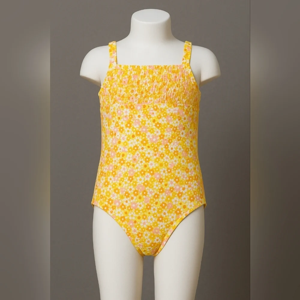 Size 5T | NWT Carters Swimsuit One piece. Yellow, orange, and gold flowers.